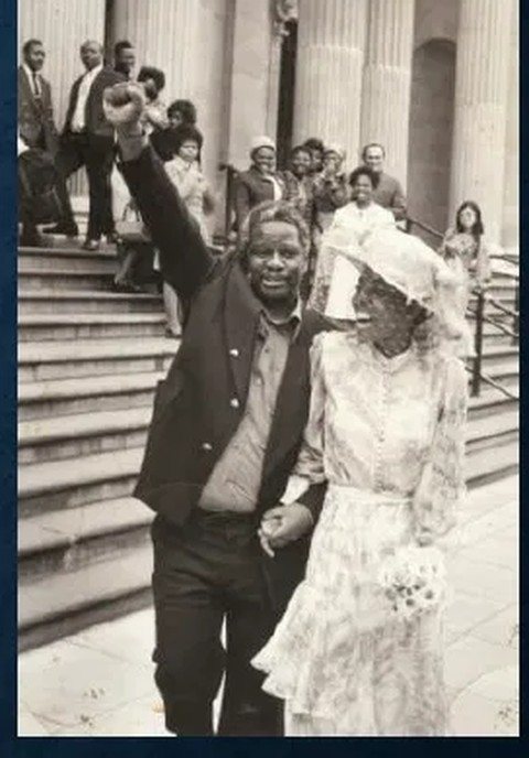 Mrs Mathabo and Professor Mazisi Kunene on their wedding day in London